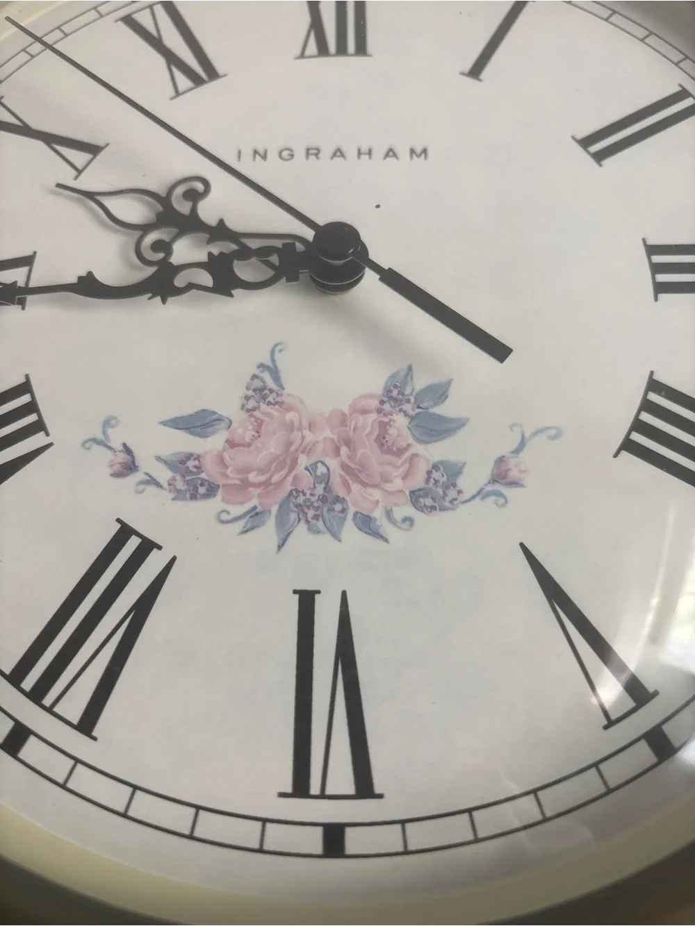 Vintage Style Ingraham Ornate Filigree Floral Design Quartz Wall Clock 10 in